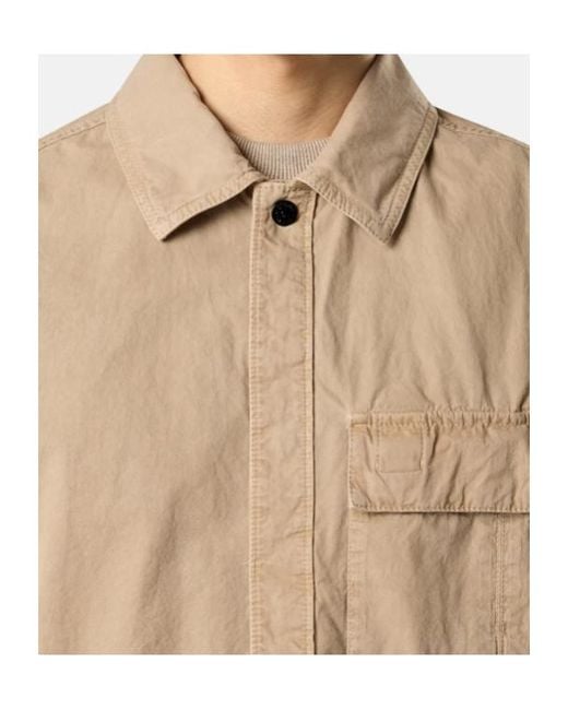 Stone Island Natural Short Sleeve Logo Patch Shirt for men