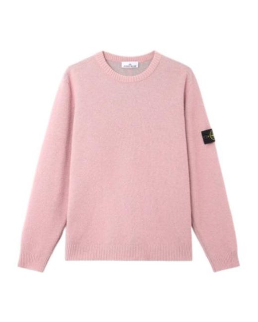 Stone Island Pink Logo Patch Crewneck Sweater for men