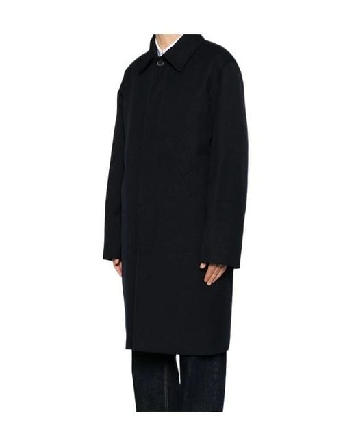 A.P.C. Black Concealed-Button Coat for men