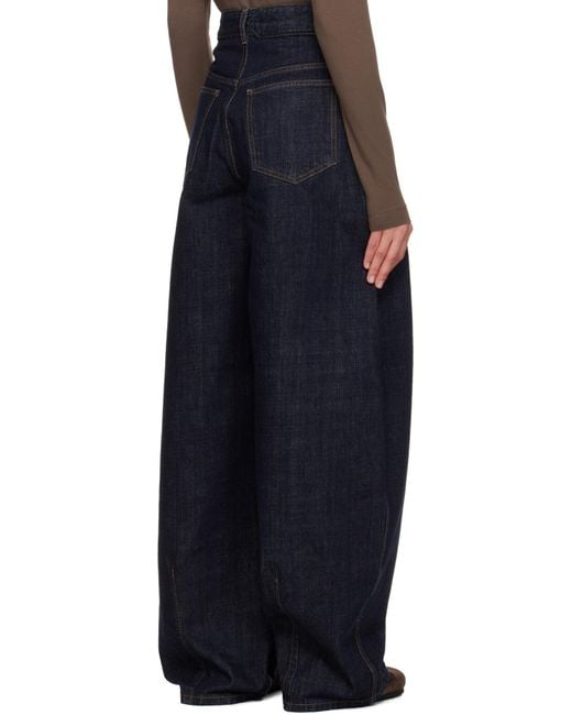 Jacquemus Blue High-Waisted Curved Leg Jeans