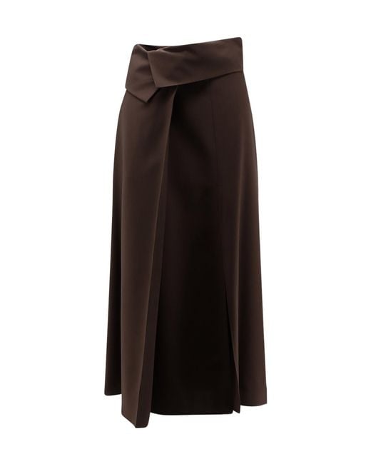 Alysi Black Pleated Detail Skirt