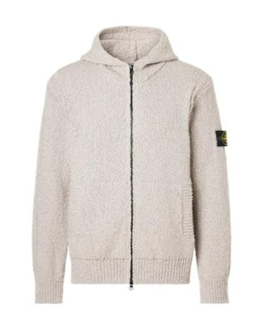Stone Island White Compass Cotton Zip-Up Hoodie for men