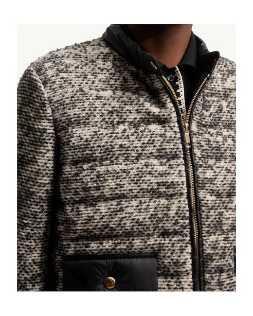 Moncler Gray Wool Alpaca Blend Padded Zip-Up Cardigan