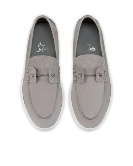 Christian Louboutin Gray Chambeliboat Grained Leather Loafers for men
