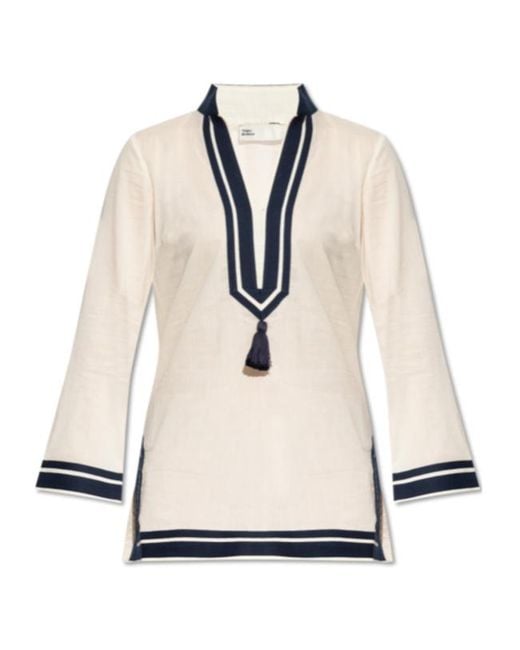 Tory Burch Natural Tory V-Neck Tunic