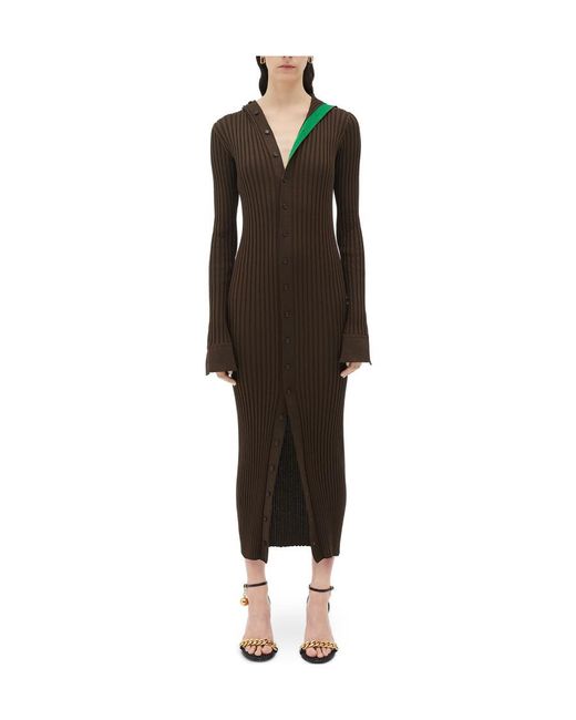 Bottega Veneta Brown Knitted Breasted Dress