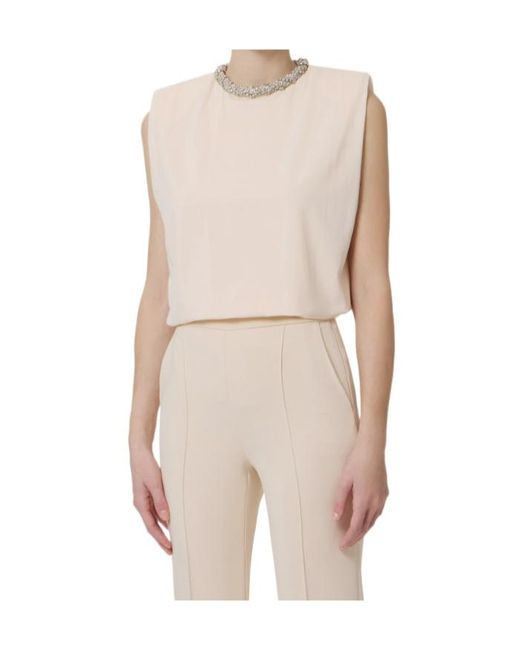 Elisabetta Franchi Multicolor Embellished Collar Sleeveless Top