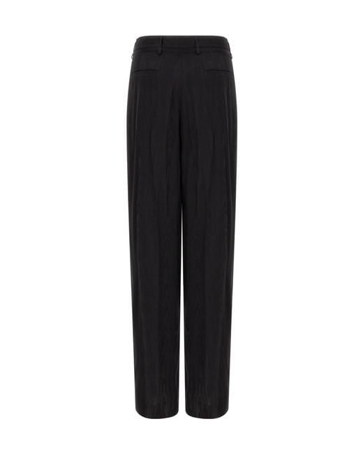Dries Van Noten Black Belted Moiré Pants