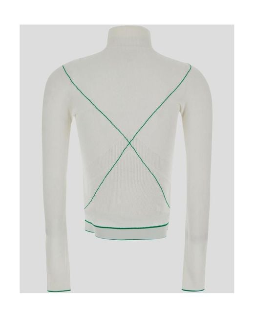 Bottega Veneta Blue Turtleneck Contrast Stitched Jumper