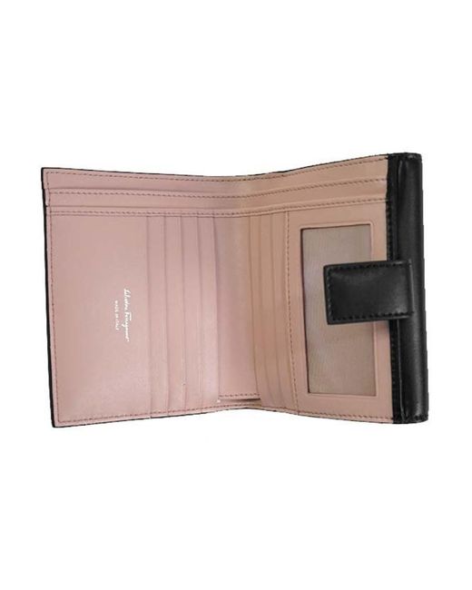 Ferragamo Black Logo Bow Wallet