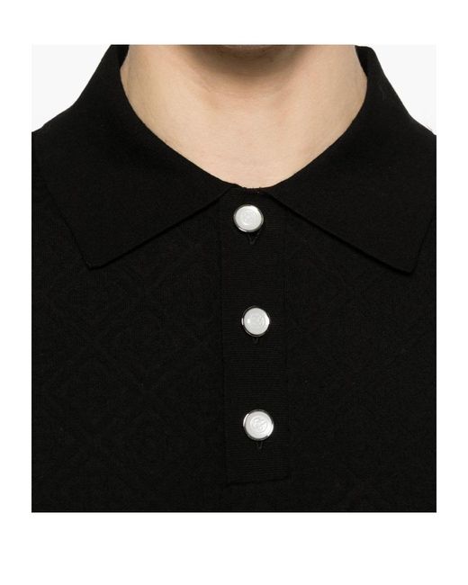 Casablanca Black Short Sleeved Polo Shirt for men
