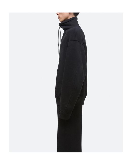 Helmut Lang Blue Funnel Neck Drawstring Hoodie for men