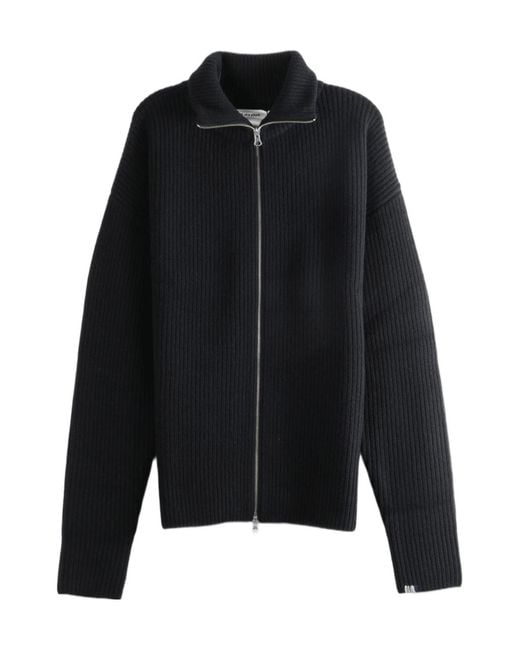 Extreme Cashmere Black Long-Sleeve Zip-Up Cardigan for men