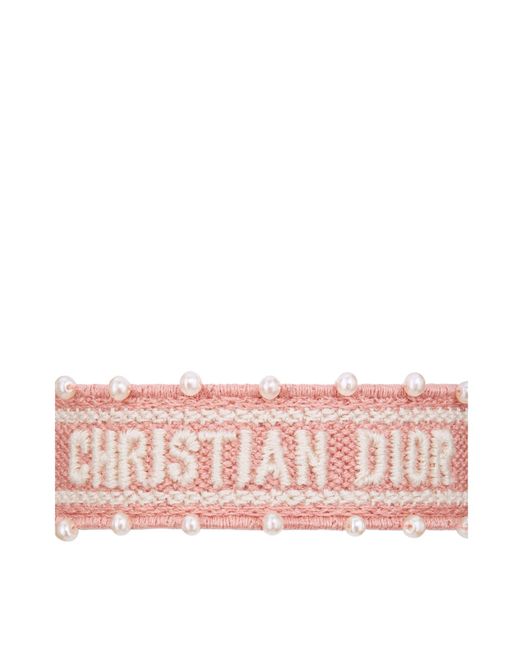 Dior Pink Embroidery And Resin Pearl Bracelet