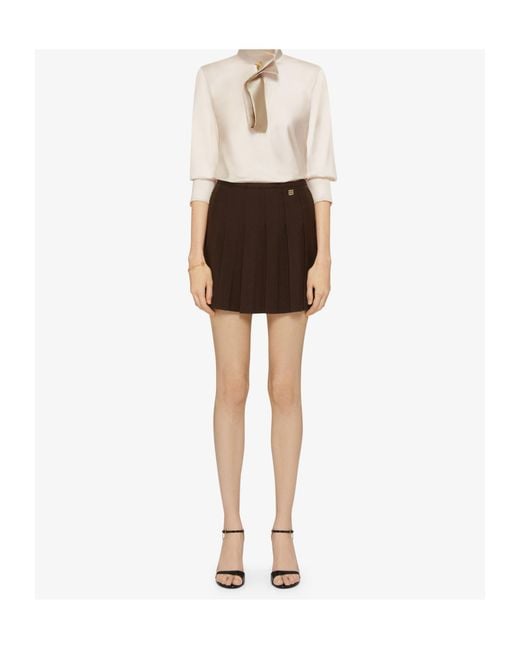 Givenchy Brown 4G Plaque Mini Pleated Skirt