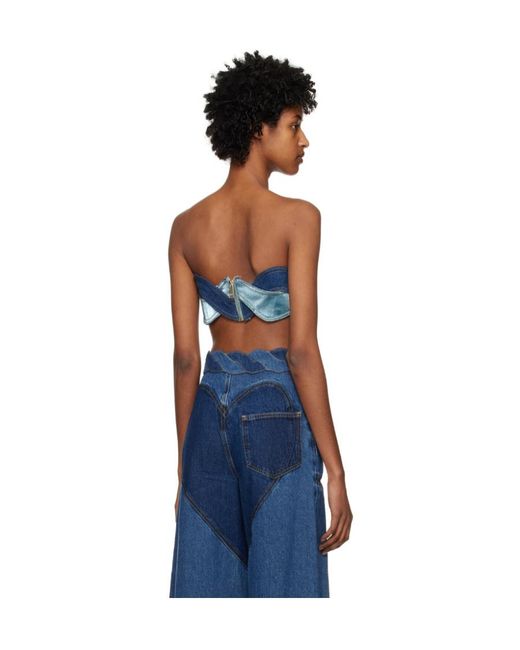 Area Blue Denim Patchwork-Design Top
