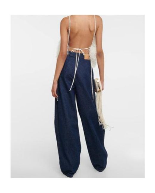 Magda Butrym White Crystal-Embellished Shearling Top