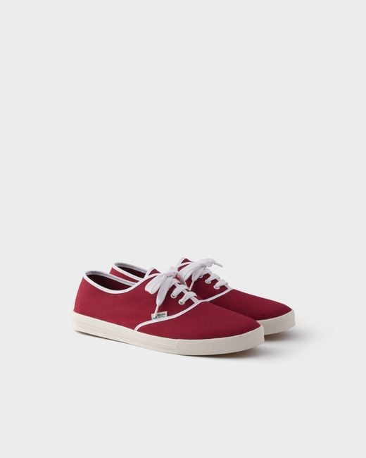 Prada Red Drill Lace-Up Sneakers for men