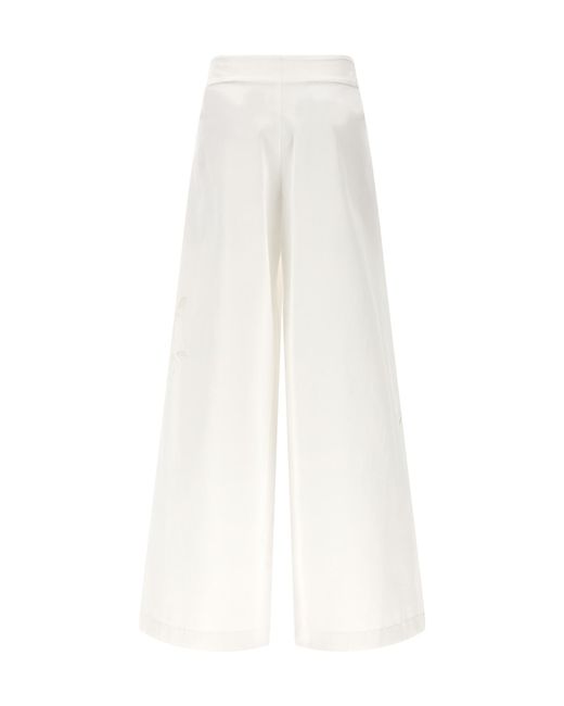 Ermanno Scervino White Drawstring Wide Leg Trousers