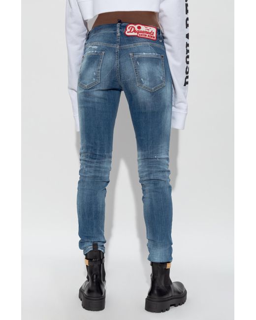 DSquared² Blue Distressed Medium Waist Jennifer Jeans