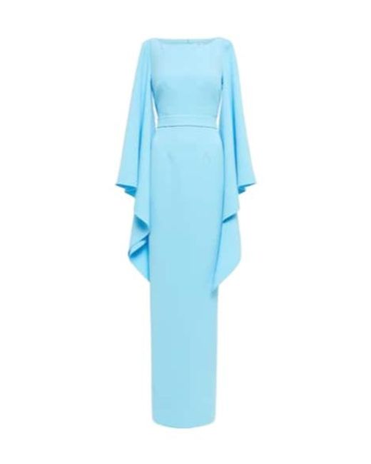 Safiyaa Blue Boat N Flared Belted Maxi Dress