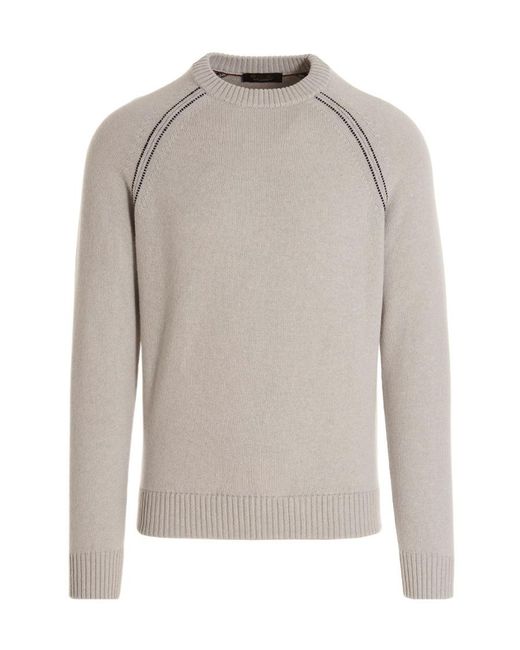 Loro Piana Gray Long-Sleeve Cashmere Jumper for men