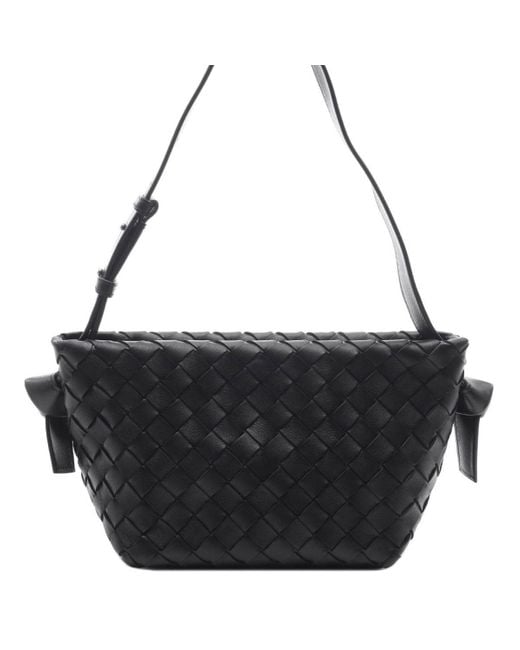 Bottega Veneta Black Intrecciato Woven Crossbody Bag