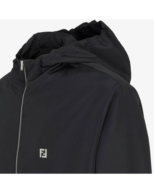 Fendi Black Ff Hooded Drawstring Jacket for men