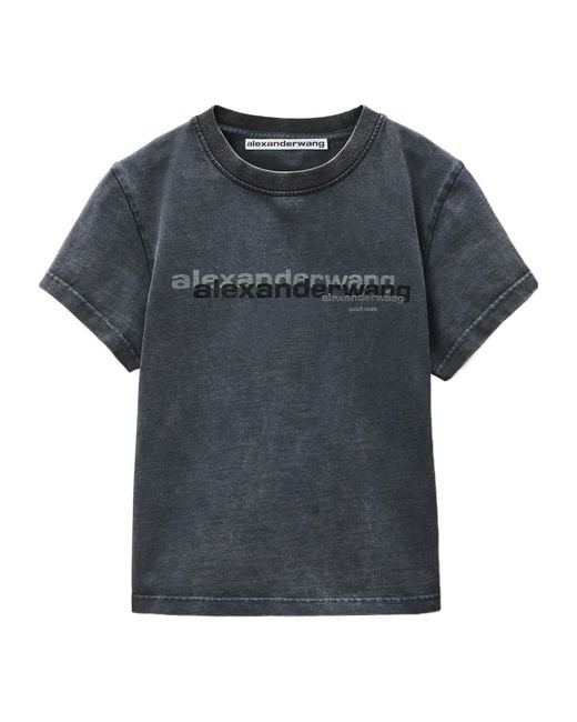 Alexander Wang Blue Shrunken Logo T-Shirt