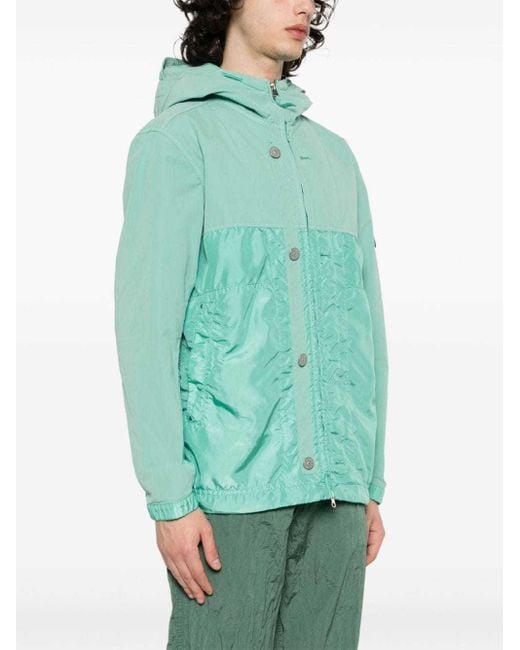 Stone Island Green Logo Patch Hooded Jacket for men