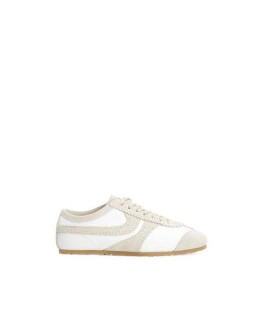 Dries Van Noten White Suede-Panelled Sneakers