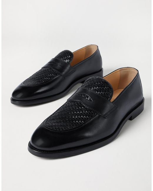 Brunello Cucinelli Black Penny-Slot Loafers for men