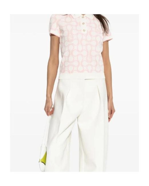 Casablanca Pink Patterned Polo Top