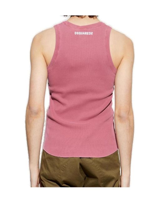DSquared² Dark Pink Cotton Tank Top for men