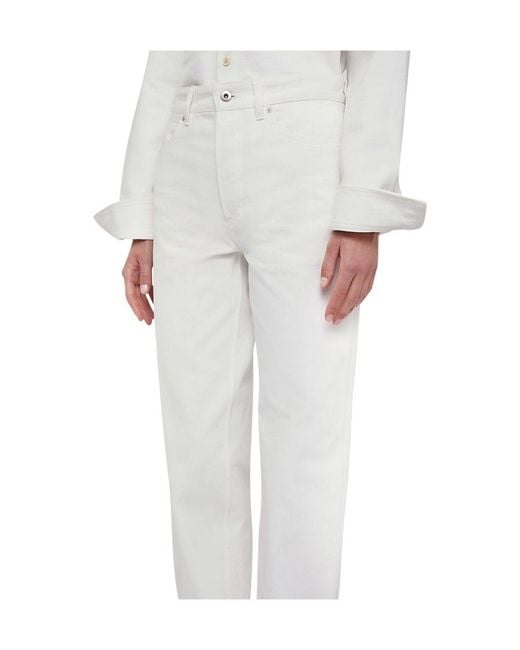 Jil Sander White Button Detailed Straight Leg Jeans