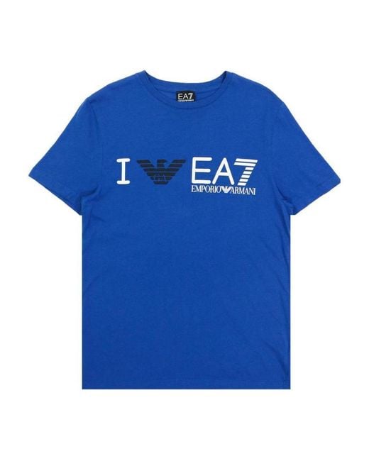 EA7 Blue Logo Printed T-Shirt for men