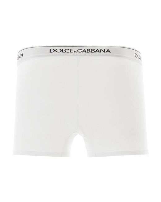 Dolce & Gabbana White Set Of Two Logo Waistband Boxers for men