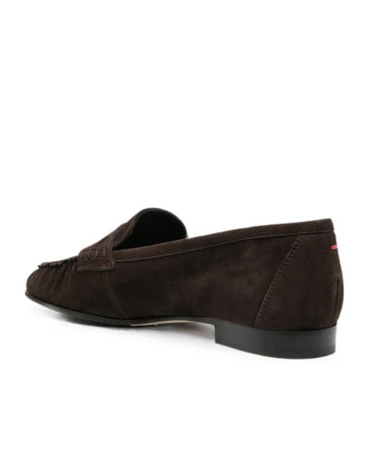 Aeyde Black Aldous Suede Penny-Slot Loafers