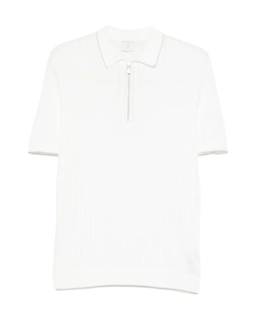 Eleventy White Half-Zip Polo Shirt for men
