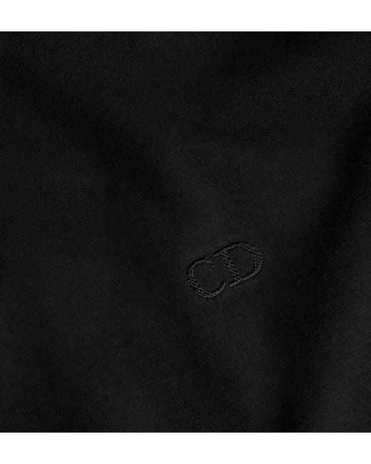 Dior Black Homme Logo-Embroidered T-Shirt for men