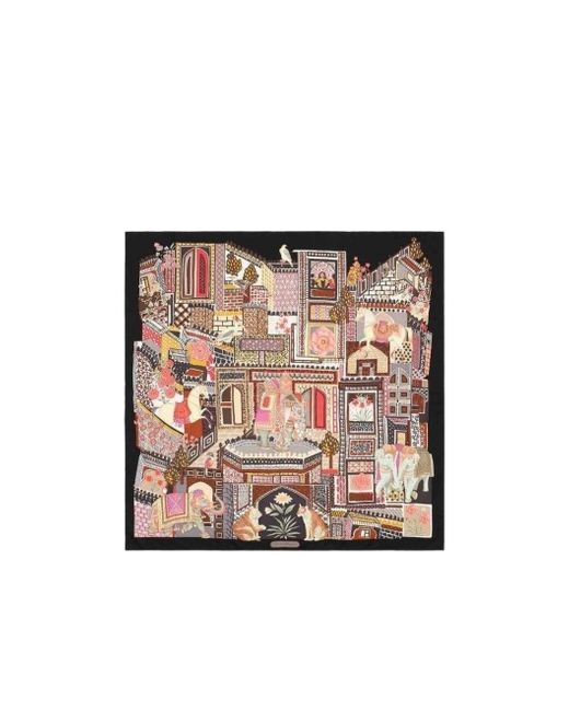 Ferragamo Pink Printed Silk Scarf