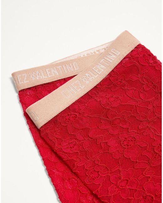 Valentino Red Flower Lace Tights