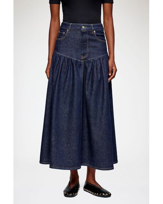 Ganni Blue High-Waist Denim Maxi Skirt