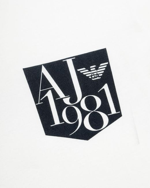 Armani Jeans White Round-Necked Logo T-Shirt for men