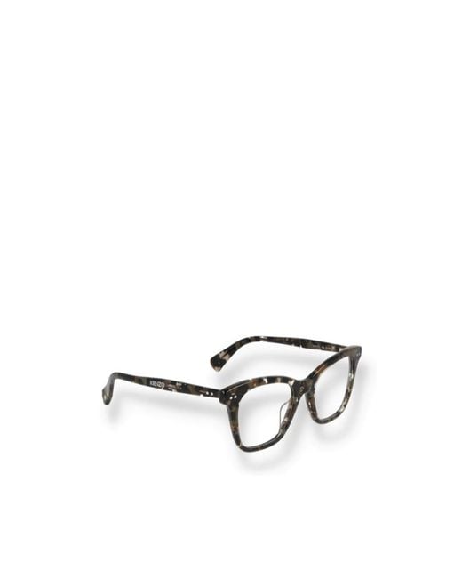 KENZO White Tortoiseshell Logo-Arm Glasses