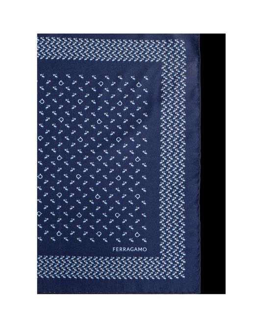 Ferragamo Blue Square Pocket Square for men