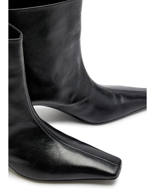 Khaite Black Ona 55 Leather Ankle Boots