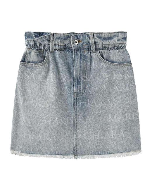 Marissa Chiara Blue Denim Skirt With Belt Loops