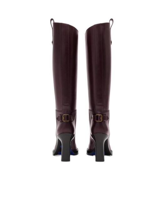 Burberry Brown Leather Cavalier Heel Boots