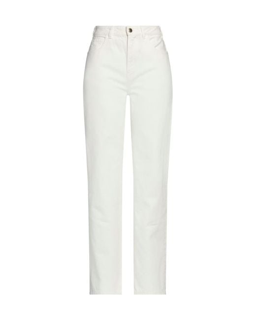 Chloé White Solid High-Waisted Straight-Leg Pants